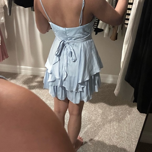 Light Blue Layered Mini Dress - Picture 3 of 3